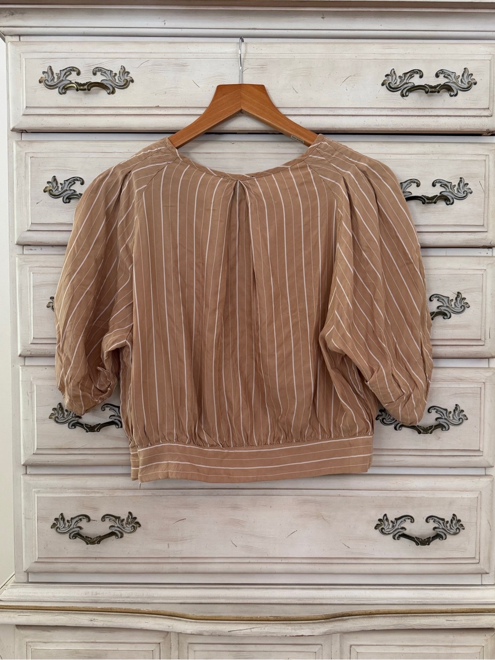 Tan Striped Beach Boho Top - Picture 2 of 5